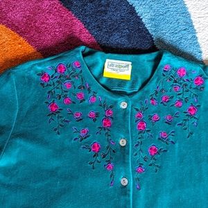 Vintage Made in USA Velvet with Embroidery Sweater
